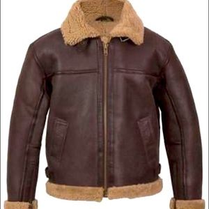 Aviator Bomber Real Shearling Sheepskin Leather Jacket
